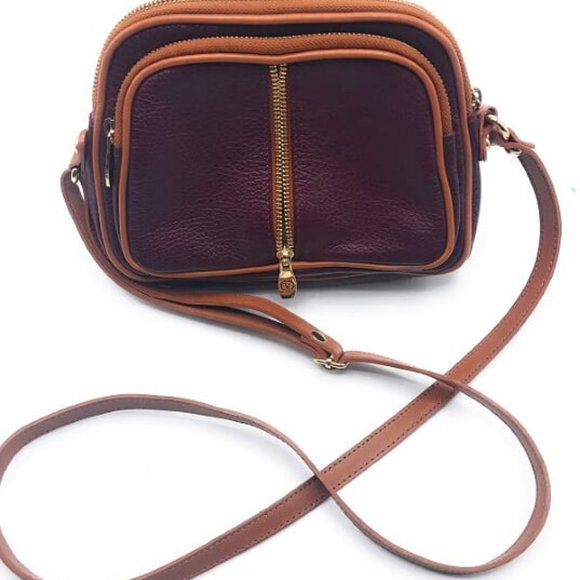 Valentina Bags Valentina Brown Leather Multi Entry Crossbody Bag